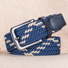 Belts Ladies High Quality Fashion Knitted Pin Buckle Belt Men's Business Casual Golf Breathable Canvas Woven Luxury Elastic