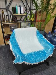 Sublimation tie dye Bleach blankets with tassels double sides sublimated shawl wrap sofa sleeping throw blanket children Bed Flannel blankets 125x150cm 1114