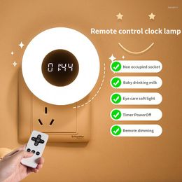 Table Clocks Bedroom Small Night Light Alarm Clock Baby Feeding Eye Care Sleep Remote Control Time Plug In Led Socket