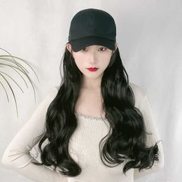 Women's Hair Wigs Lace Synthetic Summer Network Red Anchor Feng Moti Same Hat Wig Integrated Female Long Curly Hair Big Wave