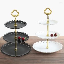Bakeware Tools 3 Layer Cupcake Stand Dessert Tower Tray Plastic Tiered Party Serving Fruits Desserts Dish For Tea Plates Birthday