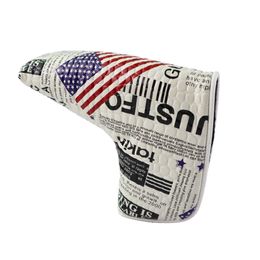 Club Heads Putter Cover Magnetic Closure American Flag PU Leather Waterproof Golf Head Cover for Blade