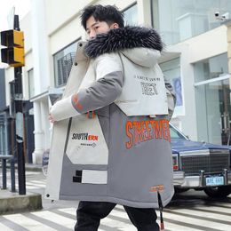 Men's Down Winter Jacket Cotton Coat Long Waterproof Hoodies Puffer Fur Collar Thickness Outerwear Keep Warm Parkas