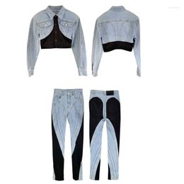 Women's Jeans Women Leggings Vintage Patchwork Tight Denim Pencil Pants Color Matching Long Female Trousers Autumn 2022