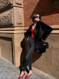 Women's Fur Green Black Imitation Hooded Long Mao Coat Female Thick Autumn And Winter School To Overcome The 2022