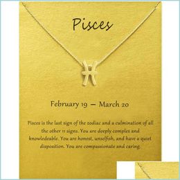 Pendant Necklaces Fashion Jewelry 12 Constellation Pisces Pendant Necklaces For Women Zodiac Chains Necklace Gold Sier Color Birthda Dhabw