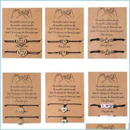 Charm Bracelets Braided 2Pcs/Set Charm Bracelet For Friendship Couples Butterfly Star Heart Bangles Women Man Lucky Wish Jewellery Dro Dhggh