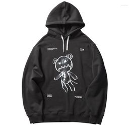 Men's Hoodies 2022 Mens Fashion Outwear Tops Harajuku Toy Bear Print Hooded Sweatshirts Streetwear Hip Hop Casual Pullover