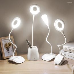 Table Lamps LED Desk Lamp Clip-On Night Light USB Rechargeable 2W 360 Degrees Adjustable Dimming Reading For Bedroom