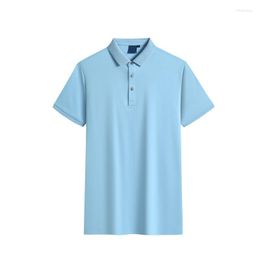 Men's Polos Male Tops Liquid Ammonia Ice Silk Cotton Premium Fabric Men POLO Shirt Adult Couples Summer Short Sleeves Lapel T-shirt Commute