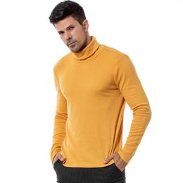 Men's Sweaters 2022 Brand Yellow Turtleneck For Men Party Festival Slim Fit Knitted Undershirt Winter Warm Casual Basic Top 2XL