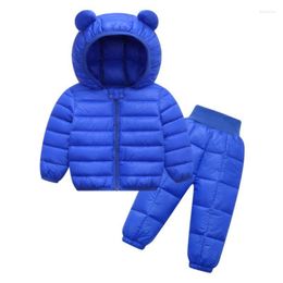 Clothing Sets 2022 Boy Girl Winter Suits With Hood Down Jackets Vest Pants Waterproof Thickness Tracksuts Kids Clothes1-5y