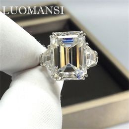 Solitaire Ring Luomansi Real 18K AU750 Platinum 10CT 11 15MM Passed the Diamond Test High Wedding Jewellery Anniversary Party 221109