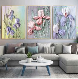 Wall Canvas painting For Living Room Decoration Art Scandinavian Red White Pink Flower Colorfull Poster Home Decor Paintings Pictures Garden Wall Posters No Frame