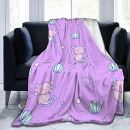Blankets Soft Warm Fleece Blanket Cute Small Axolotls And Seashells Winter Sofa Throw 3 Size Light Thin Mechanical Wash Flannel