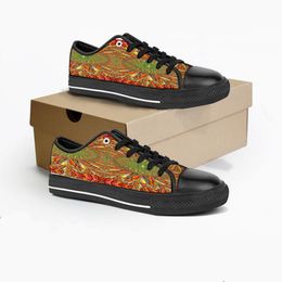 GAI Men Shoes Custom Sneaker Hand Painted Canvas Women Fashion Orange Low Cut Breathable Walking Jogging Trainer Size 38-45