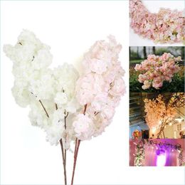 Decorative Flowers Wreaths Decorative Flowers Wreaths Artificial Silk Sakura Pink Cherry Blossom Plastic Branch For Wedding Home S Dhiro