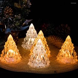 Night Lights Acrylic Crystal Light LED Christmas Tree Desk For Bedroom Table Decorative Lamp Xmas Holiday Decor