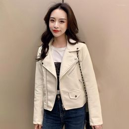 Women's Leather Spring Coat Women Short Pu Biker Overcoat Femme Slim Streetwear Motorcycle 2023 Autumn Faux Jacket Female