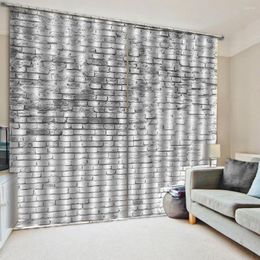 Curtain Custom Grey Brick Curtains 3D For Living Room Bedding El Drapes Cortinas Decoration