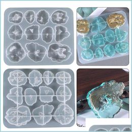 Molds Geode Agate Resin Sile Molds Irregar Stone Pendant Mod With 11 Cavity Epoxy Mold For Diy Jewelry And Home Decoration Drop Deli Dhz7E