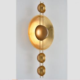 Wall Lamps Style LED Lamp Living Room Bedside Stairs Aisle Sconce Gold Art Design Decoration El Light Fixtures Round