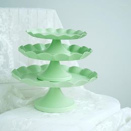Bakeware Tools Wave Edge Cake Tray Cupcake Stand Macaroon Green Waterproof Plate Decoration For Party Dessert Table