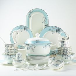 Bowls Bowl And Dish Set Household Jingdezhen Ceramic Bone China Tableware Suit European Entry Lux Style Combination