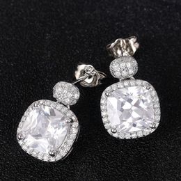 Charming Earrings Studs White Gold Plated Bling Big CZ Diamond Earrings Nice Gift for Girls WomenNice Gift