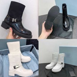Women Boots Designer Ankle Boot Real Leather Shoe Fashion Shoe Shiny Detachable Nylon Pouch Combat Outdoor Thick BottomNO333
