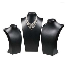 Jewellery Pouches 2022 Black Colour Mannequin Shape PU Leather Stand Counter / Pendant Bust Display Holder