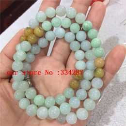 Pendant Necklaces 8MM Beads Elastic Natural Jadeite Jades Necklace 18"