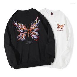 Men's Hoodies China-Chic Butterfly Embroidery Sweater Men's Autumn And Winter Cotton Round Neck Pullover Top High Street Fashion Brand