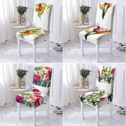 Chair Covers Flower Print Office Gamer Cover Seat Chairs For Kitchen Wedding Banquet Party Decorate Elastic