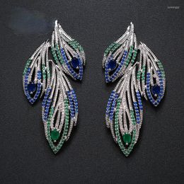 Stud Earrings Trendy Charm Multicolor Fashion Gorgeous Feather Shape For Women And Girl Luxury Jewelry Earing Christmas Party Gift