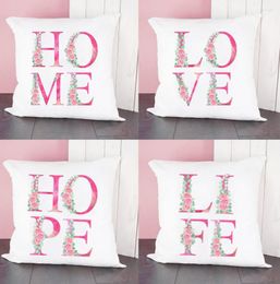 Pillow Floral MonogramThrow Pillows Case Letter Home Love Cover Throw Couch Cojines Decorativos Para Sofa Decor