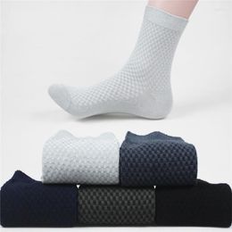 Men's Socks High Quality 10/5 Pairs/Lot Men Breathable Compression Small Check Long Business Male Casual Bamboo Fiber