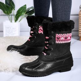 Boots Women's Winter Large Size High Top Plush Casual Cotton Waterproof Non Slip Outdoor Hunting Warm Snow 36-4
