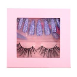 Wholesale False Eyelash And Wearable Press On Nails Art Set Thick Fluffy Reusable Full Strip Eyelashes DIY Fake Nails With Lashes