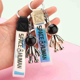Keychains Acrylic Space Robot Metal Keychain Car Key Ring Bag Pendant Men Women Accessories Creative Fashion Gift T220909
