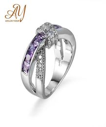 Anillos Yuzuk Jewelry Pouple Amethyst Stone Rings For Women Vintage 925 STERLING Silver Engagement Wedding Jewelry5174241