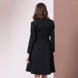 Work Dresses Long Sleeve Elegant Blazer Dress Women 2022 Autumn Winter Suit Jacket Coat Slim Female Black Knee Length Office Lady