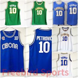Cibona Zagreb Basketball Jersey 10 Dennis Rodman Oklahoma Savages College Mens Basketball Jerseys Stitched Green White Blue