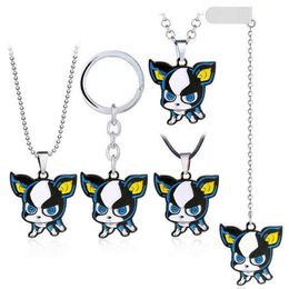 Keychains Cute Anime Metal Necklace JOJO Bizarre Adventure IGGY Dog Keychain Cartoon Keyring Alloy Bookmark Pendant Jewellery Gift T220909