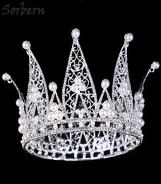 Queen Pageant Crown Tiaras Hair Accessoires Prinzessin Royal Crown Fine handgefertigt Diamant ￼bertrieben gro￟e Kronenlimited Edition 9707289