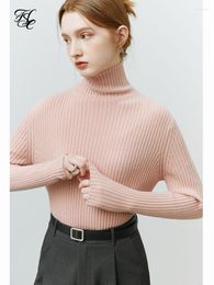 Women's Sweaters FSLE Pit Strip Turtleneck Sweater Women Autumn Winter Pullover Slim Fit Solid Casual Female Bottoming Wool