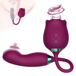Massaggiatore per tutto il corpo Giocattoli sessuali masager Vibratore Rose Toy per donne 3 in 1 Leccate di lingua Stimolatore del punto G del clitoride Piacere delle coppie Massaggiatore ricaricabile USB UL05