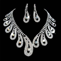 Wedding Jewelry Sets Romantic for Girl Bridesmaid Necklace Earrings With Stones Women Costume Party Chocker 221115