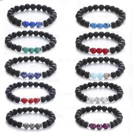 Natural Stone Lave Gemstone Beaded Bracelet Strand Turquoise Emperor Stone Bracelets for Men Women Fashion Jewellery