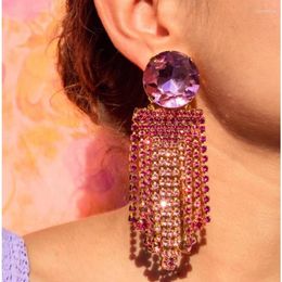 Dangle Earrings 3Colors Shiny Rhinestone Tassel Chain For Women Fashion Jewelry Party Show Ladys' Statement Accessories